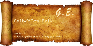 Galbács Erik névjegykártya